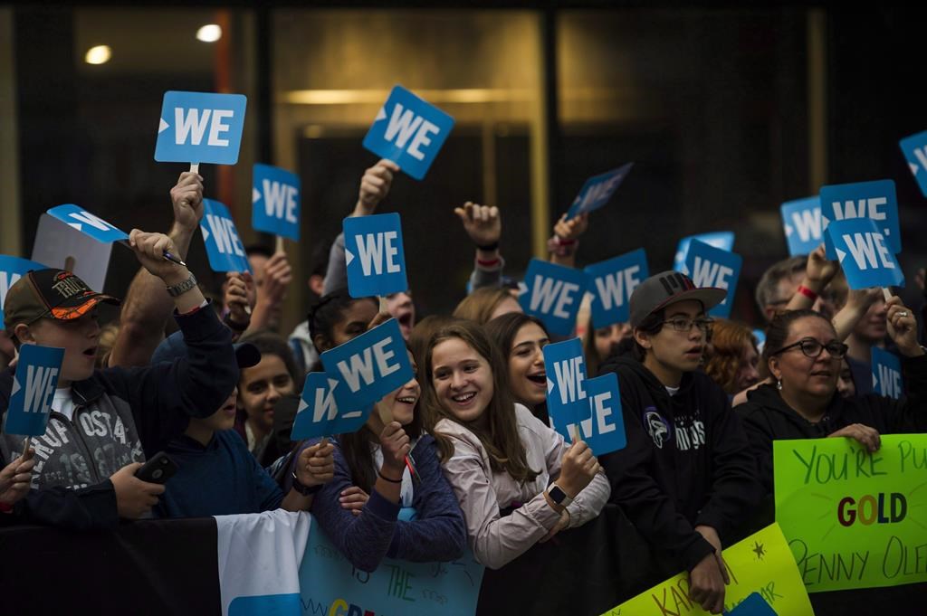 A crowd gathers before the We Day red carpet in Toronto, on Thursday, September 20, 2018. 