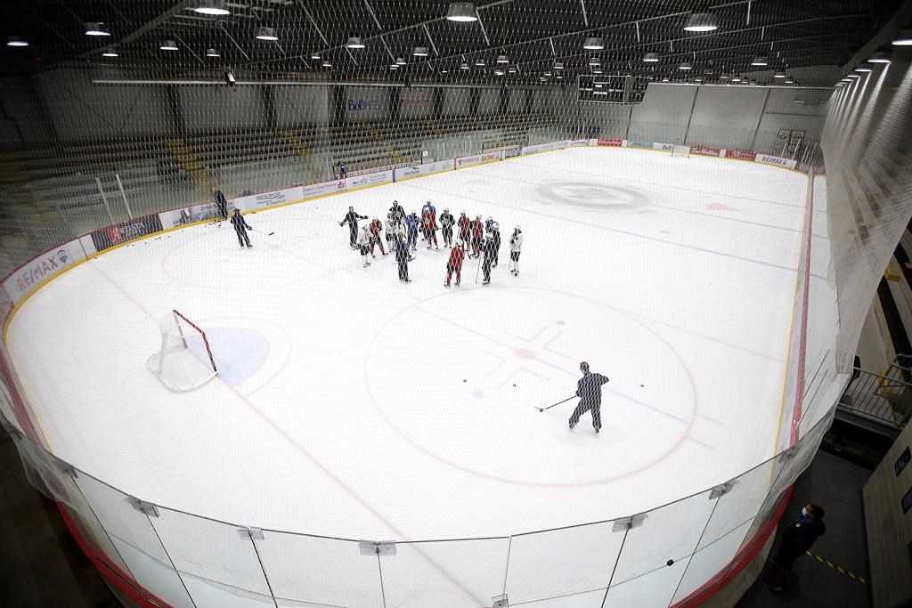 Winnipeg Jets practice at Bell MTS IcePlex.