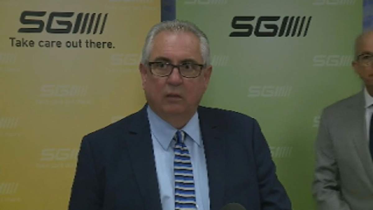 Joe Hargrave, the provincial minster responsible for SGI, discusses the crown's 2019-2020 annual report on Thursday. 