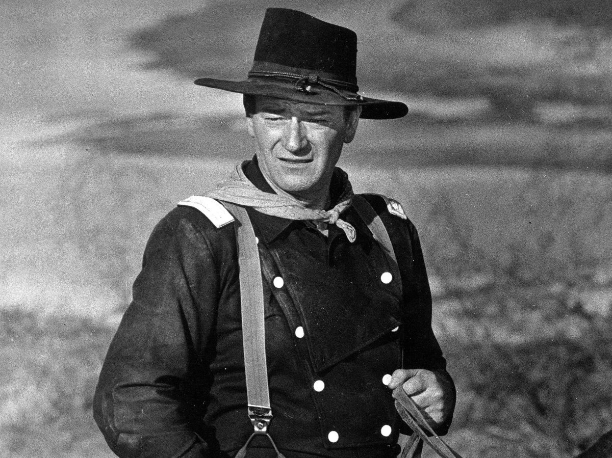 In this undated photo, John Wayne appears during the filming of "The Horse Soldiers.'.