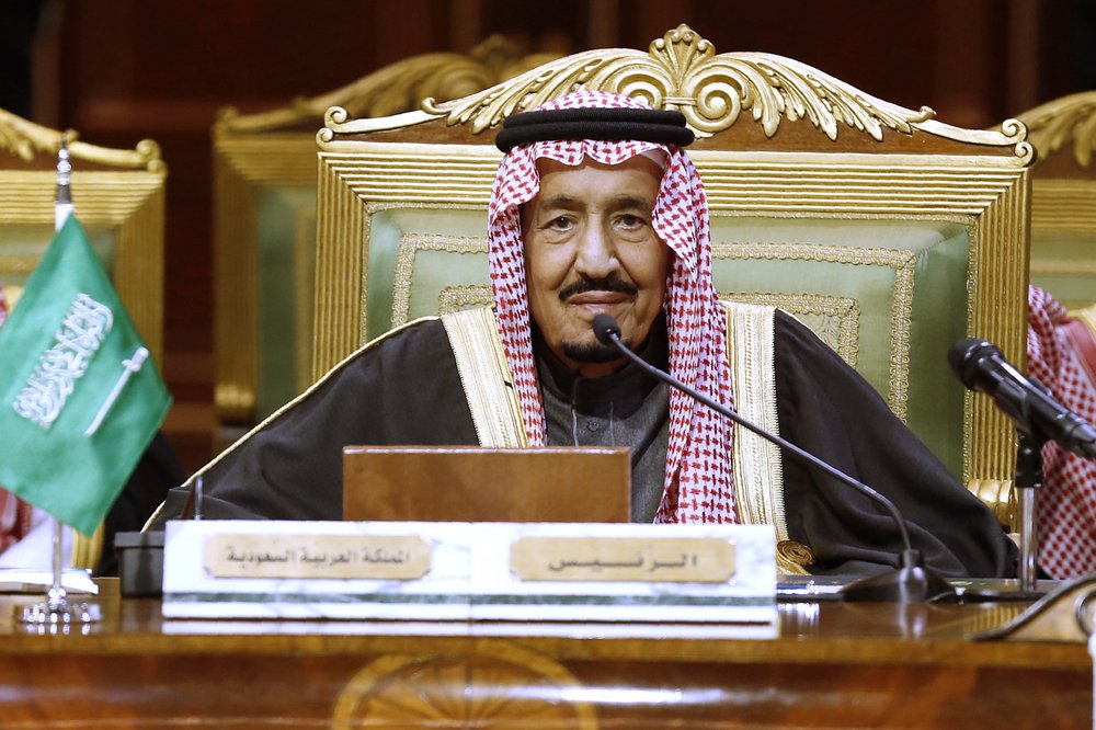 FILE - In this Dec. 10, 2019, file photo, Saudi King Salman chairs the 40th Gulf Cooperation Council Summit in Riyadh, Saudi Arabia. King Salman has been admitted to a hospital in the capital, Riyadh, for medical tests due to inflammation of the gallbladder, the kingdom's Royal Court said Monday, July 20, 20202 in a statement carried by the official Saudi Press Agency. (AP Photo/Amr Nabil)
.
