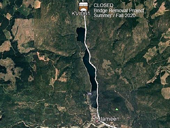 The Ministry of Forests says the trestle is located north of Tulameen, and that it is structurally unsound and no longer safe to use.