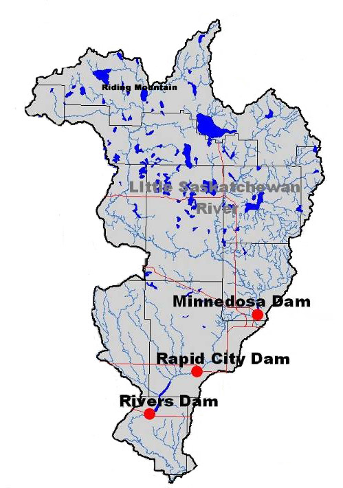 The Little Saskatchewan River and surrounding watershed.