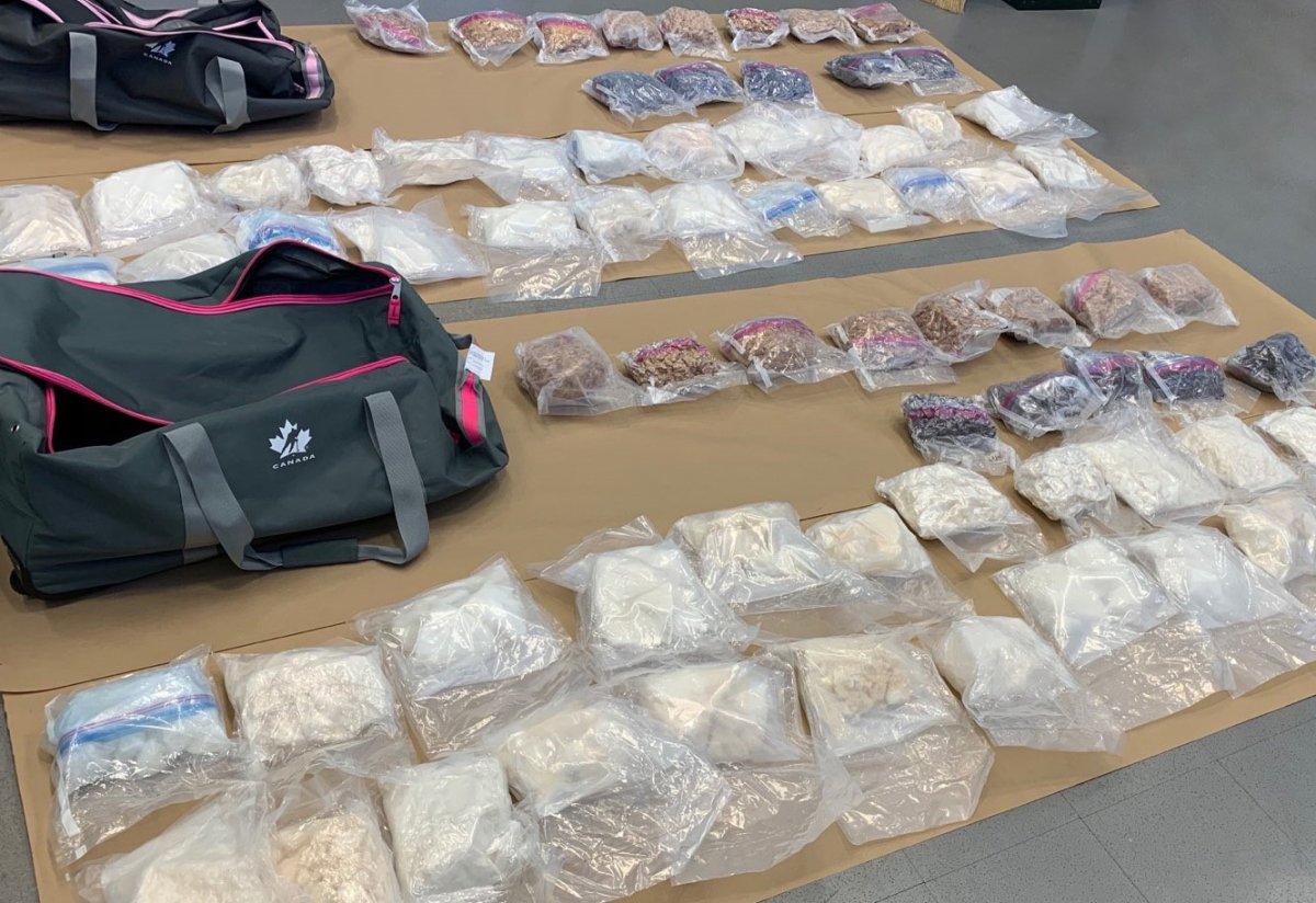 A huge cache of drugs Brandon police say an officer uncovered during a traffic stop on Highway 1. Two men from Ontario are facing charges.