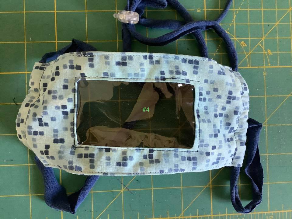 A window face mask made by Marnie Houston.