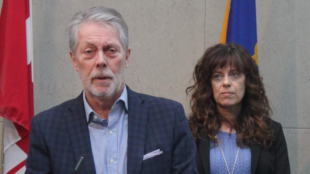 Hamilton Mayor Fred Eisenberger and Medical Officer of Health Dr. Elizabeth Richardson update the media on the effects of COVID-19 in the city on March 13, 2020.