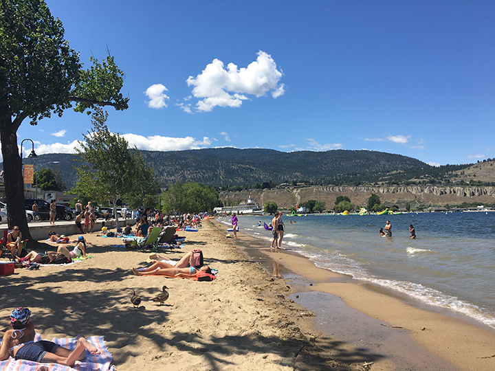 Okanagan Lake beach in Penticton. On Wednesday, Penticton city council approved a bylaw that allowed public drinking at select places.