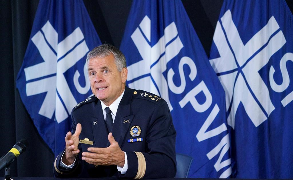 Montreal Police chief Sylvain Caron responds to a question during a news conference in Montreal on Wednesday, July 8, 2020. 