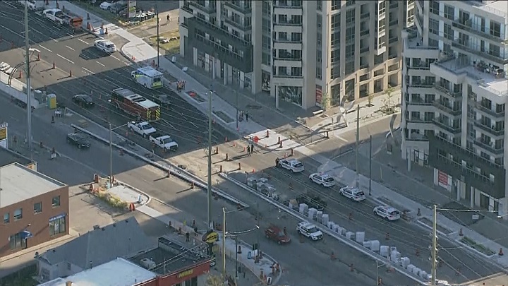 An aerial photo from the scene at Yonge Street and 16th Avenue in Richmond Hill.