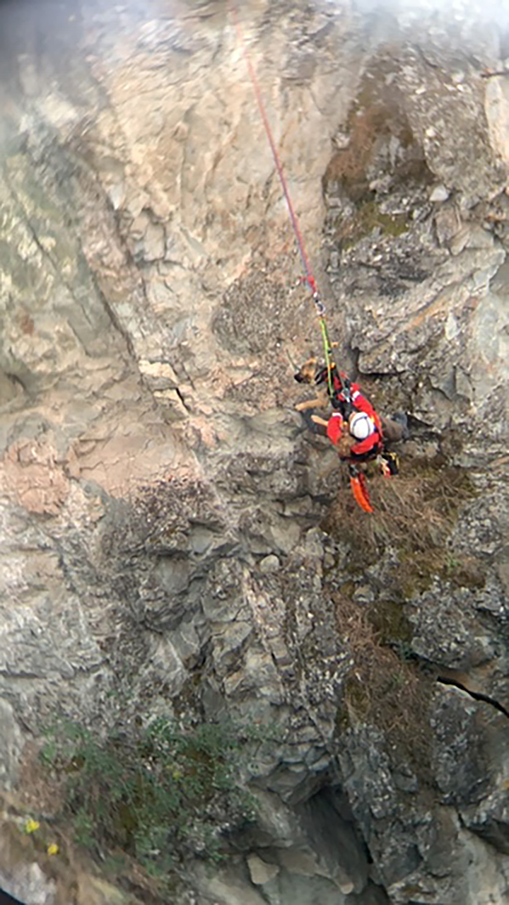 A view of the high-angle rescue performed by Penticton Search and Rescue.