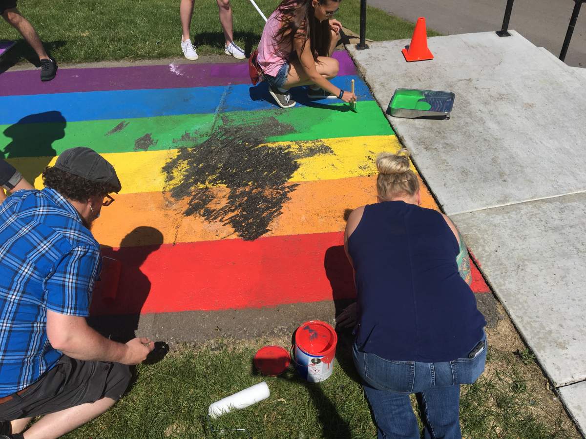Rainbow walkway in Airdrie.