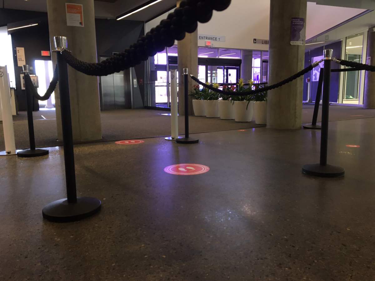 Physical distancing measures are in place as the Clareview Community Recreation Centre prepares to reopen amid the COVID-19 pandemic.