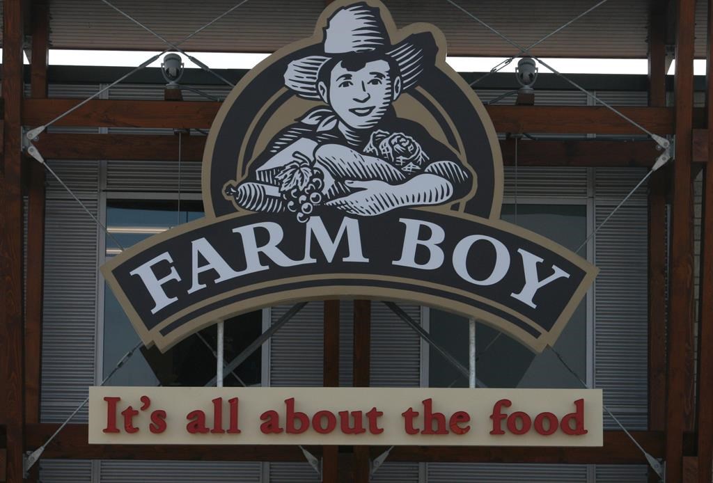 A Farm Boy grocery store logo shown at a store location in Oakville, Ont., Friday, May 17, 2019.