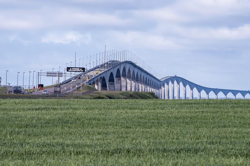 Motorists line up to cross the Confederation Bridge back in 2020. 