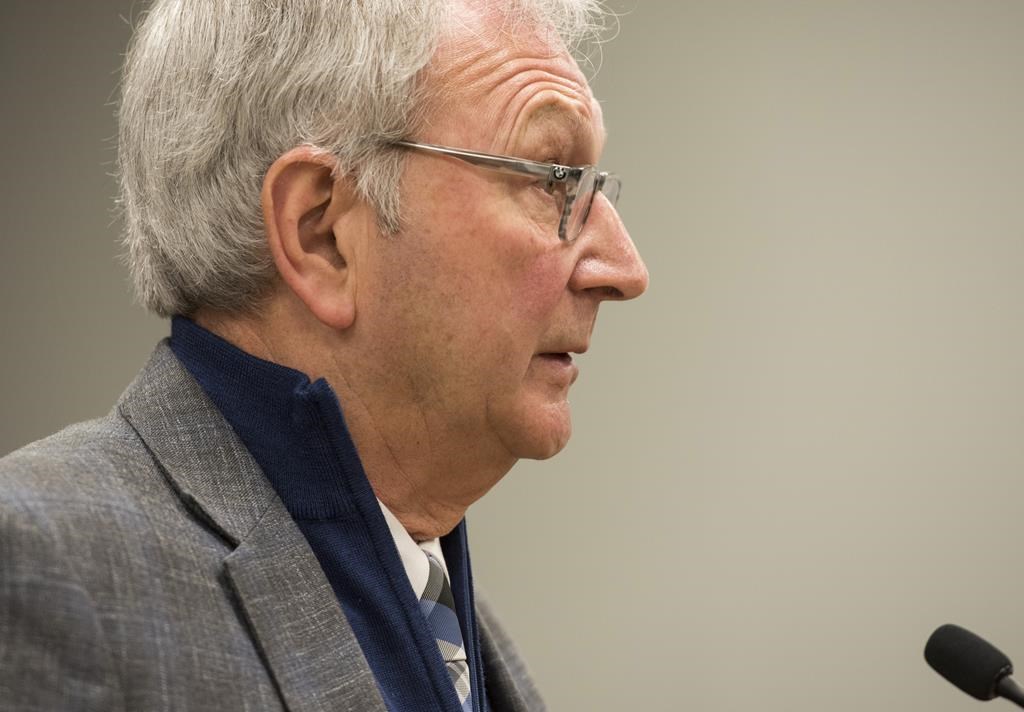 New Brunswick Premier Blaine Higgs speaks with the media in Fredericton on Monday, February 17, 2020.