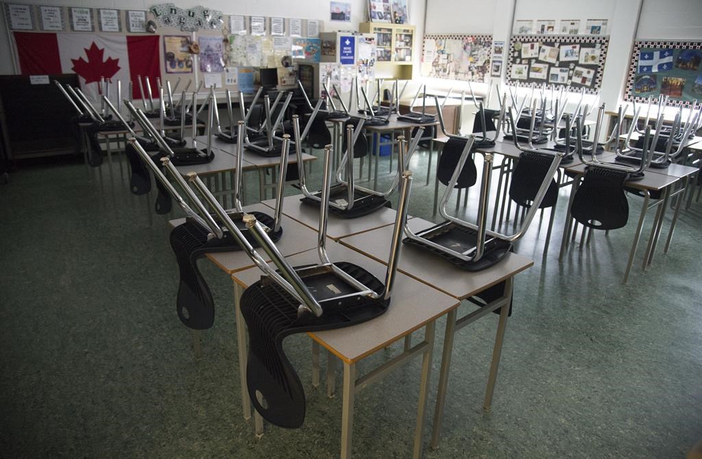 Chairs in an empty classroom.