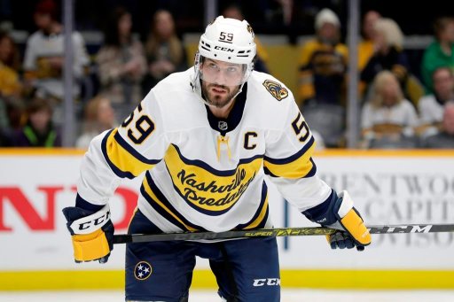 In this Sunday, Feb. 16, 2020 file photo, Nashville Predators defenceman Roman Josi, of Switzerland, plays against the St. Louis Blues in the third period of an NHL hockey game in Nashville, Tenn.  THE CANADIAN PRESS/AP/Mark Humphrey, File