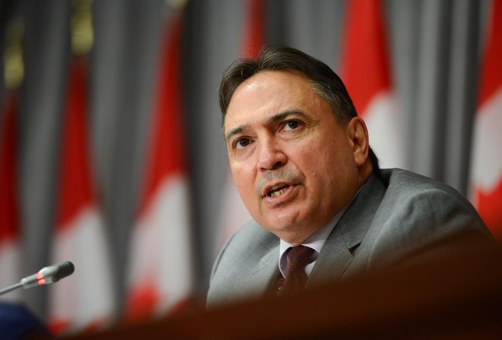 Perry Bellegarde, National Chief of the Assembly of First Nations, takes part in an event on Parliament Hill in Ottawa on Tuesday, July 7, 2020, to sign a protocol agreement to advance First Nations' exercise of jurisdiction over child and family services. THE CANADIAN PRESS/Sean Kilpatrick.