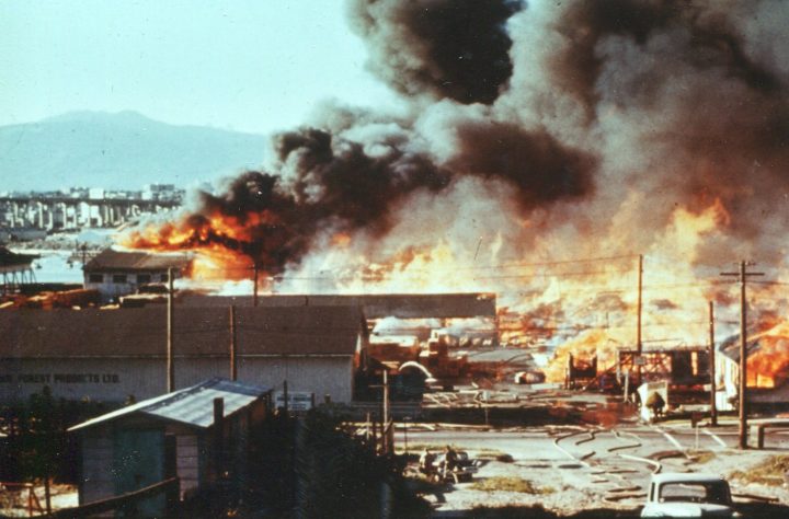 A fire destroyed the B.C. Forest Products sawmill on July 3, 1960.