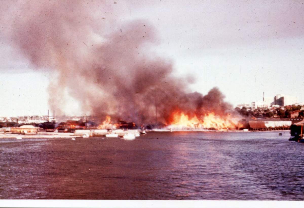 A fire destroyed the B.C. Forest Products sawmill on July 3, 1960.