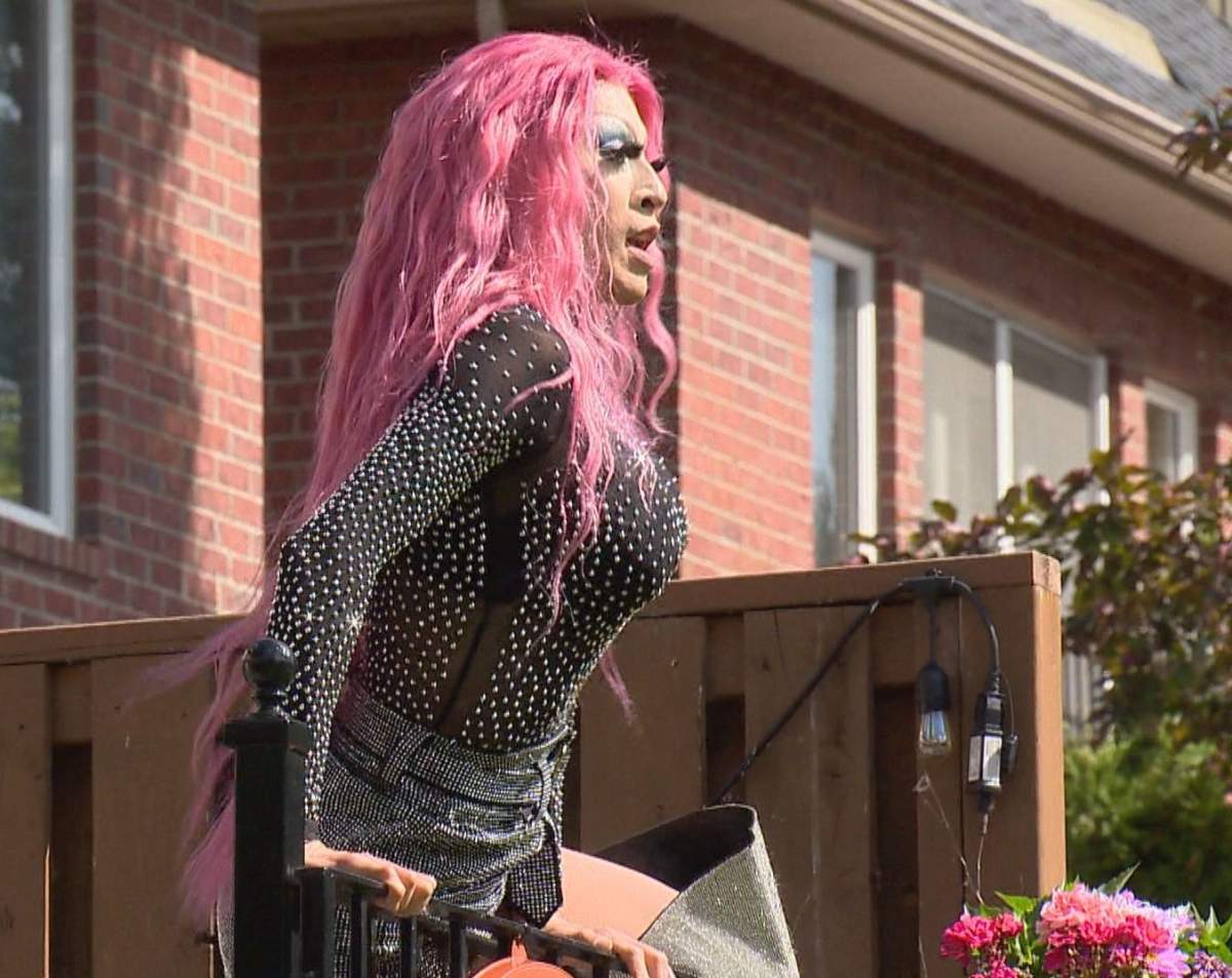 Drag queens performed in Lindsay Park on Sunday, July 5, 2020, drumming up Calgary Stampede spirit during the pandemic.