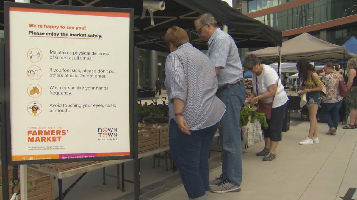After a five-month hiatus due to the COVID-19 pandemic, the farmers’ market in downtown Winnipeg returned Thursday.