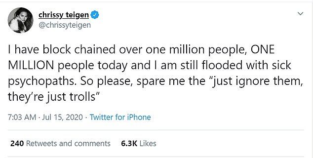 Chrissy Teigen blocks ‘one million’ Twitter users after Epstein conspiracy - image