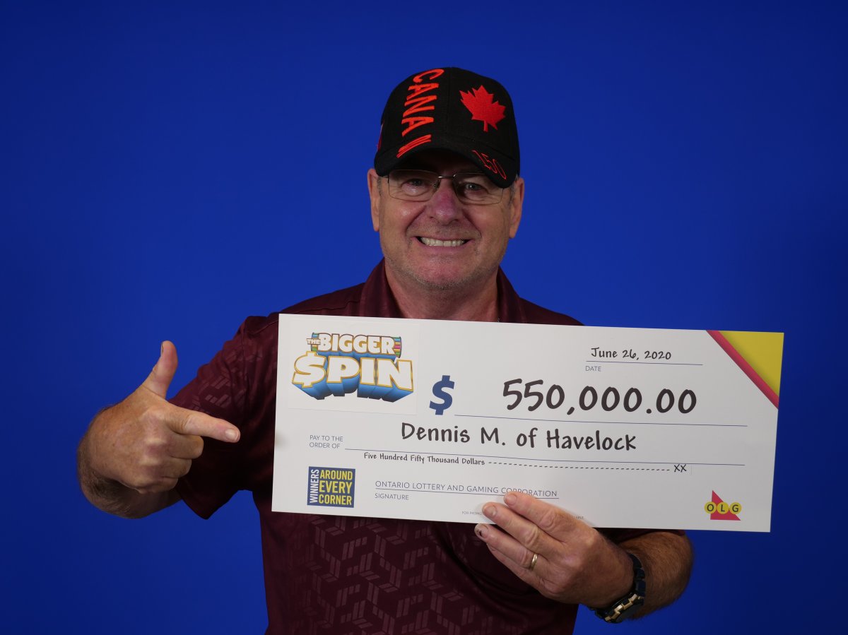 Dennis McColl of Havelock won $550,000 in the OLG's The Bigger Spin contest.