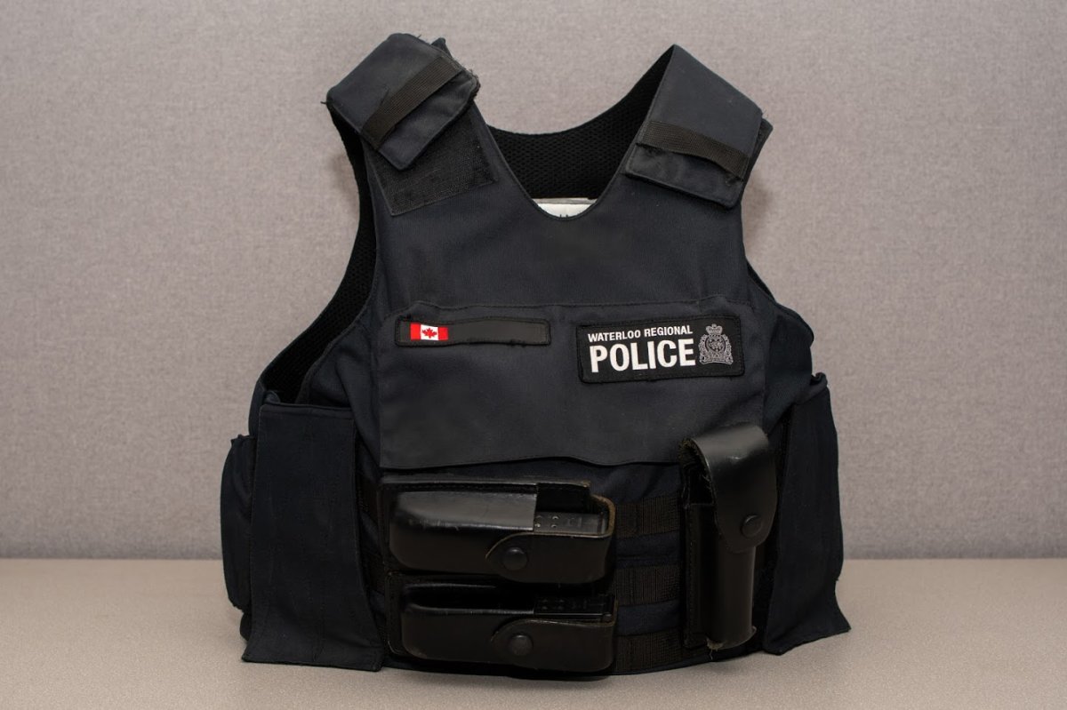 A Waterloo Regional Police vest was stolen in Kitchener on Tuesday. 