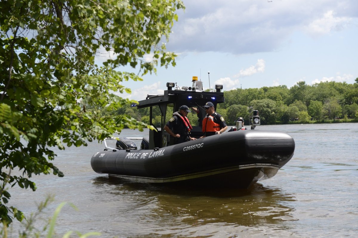 Laval's nautical patrol police officers monitering the city's waters this weekend.