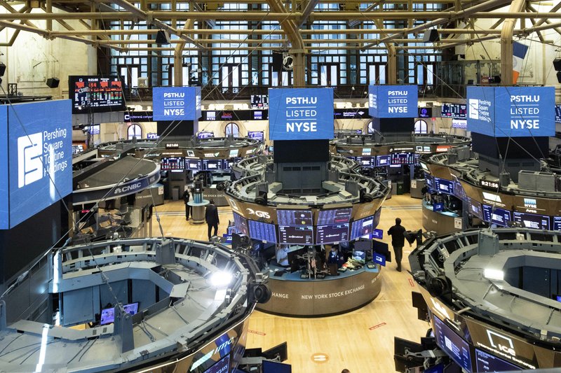 FILE - This July 22, 2020 photo provided by the New York Stock Exchange shows the trading floor in New York. The S&P 500 is once again flirting with its record levels, as stocks drift a bit higher on Wall Street Tuesday, Aug. 18.