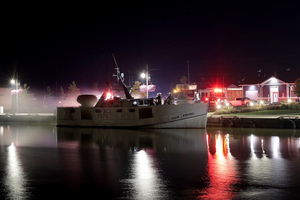 Const. Troy Carlson said the boat fire happened around 11:45 p.m. and firefighters were able to extinguish the blaze. .