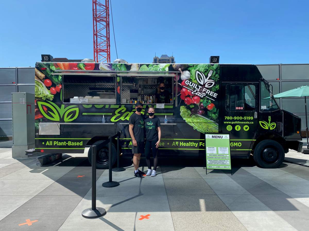 Brianne and Charles Roberge food truck inside the NHL bubble in Edmonton.