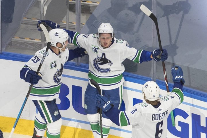 Horvat scores twice as Canucks defeat Blues 5-2 in NHL playoff opener