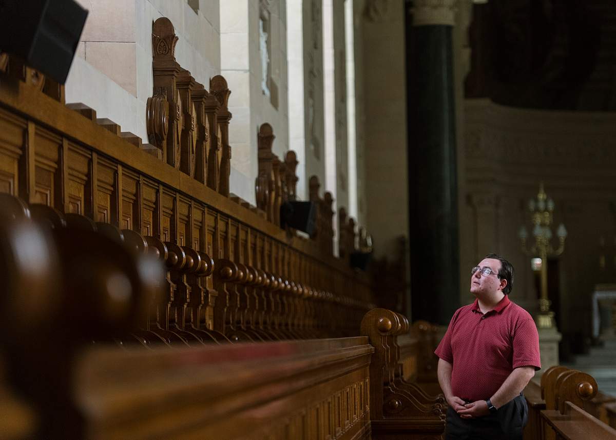 Seminarian Francis Leroux poses at Montreal's Grand Semanaire in Montreal, Saturday, August 22, 2020. 