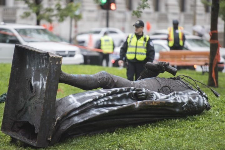 ‘Vandalism of our history’: Premier Jason Kenney condemns toppling of John A. Macdonald statue in Montreal