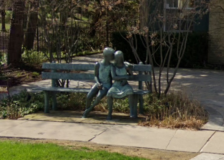 Police alleged The Secret Bench of Knowledge sculpture was stolen just after midnight on Thursday.