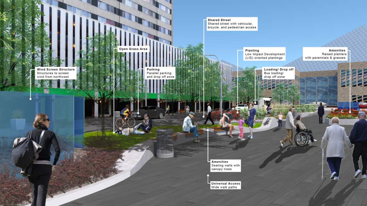 New concept plans for 103 Avenue, between 100 and 101 streets, in Edmonton, Alta.