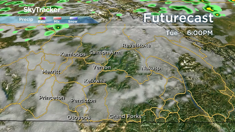 Clouds return to the Okanagan later in the day on Tuesday.
