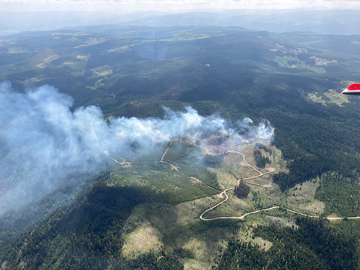 The Dry Lake fire was discovered on Sunday, and is located around 24 kilometres northwest of Princeton and 13 km northeast of Tulameen.