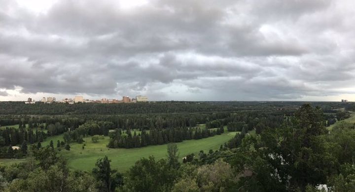 A view of the Edmonton skyline late in the afternoon on Aug. 3, 2020.