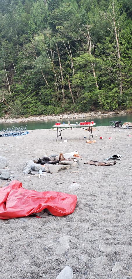 The litter that included a full beer pong setup.