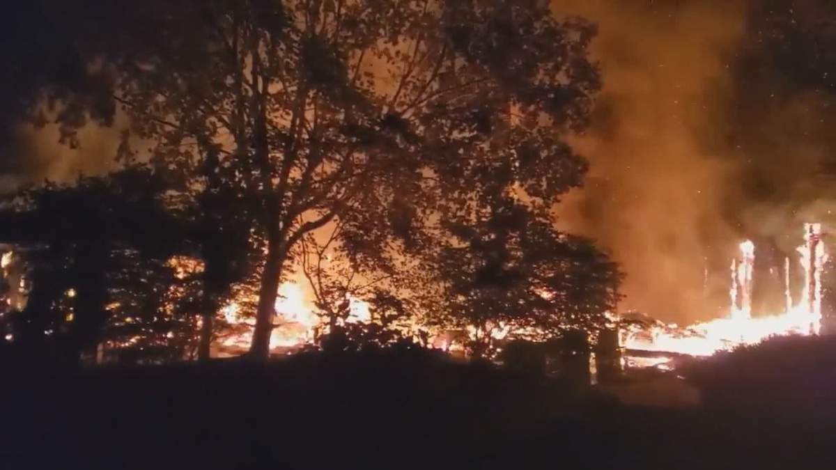 The home was located on 41 Perfect Dr., and the family was not home when the fire started.