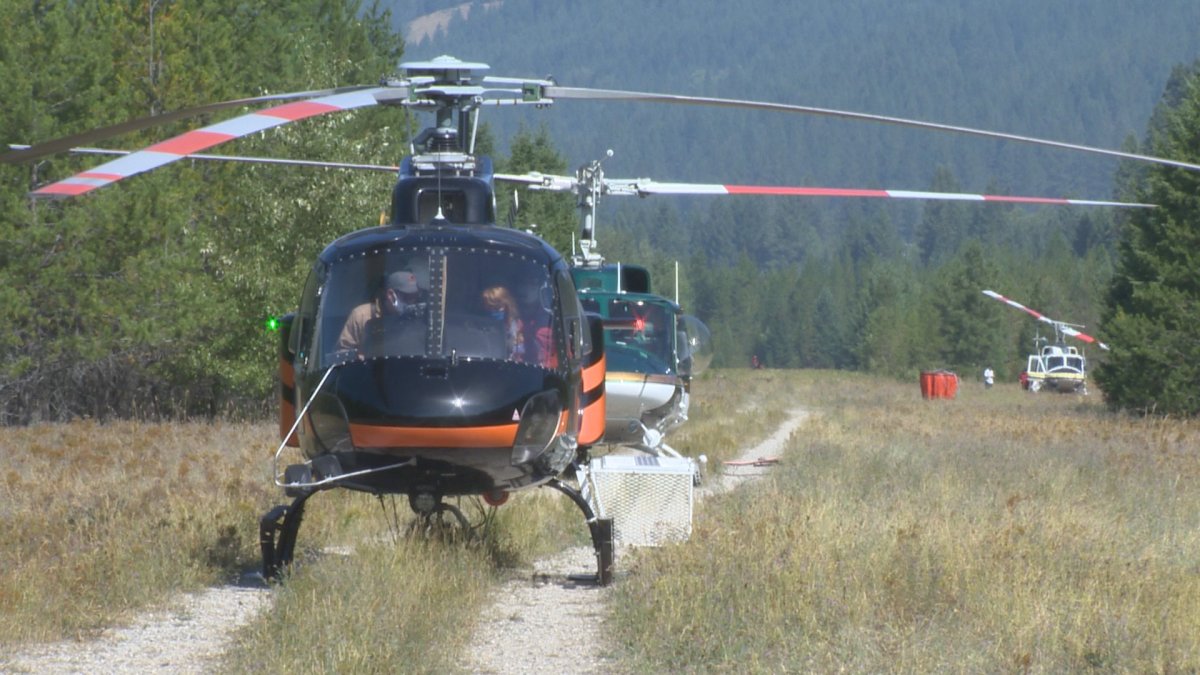 Helicopter crews near the community of Beaverdell.