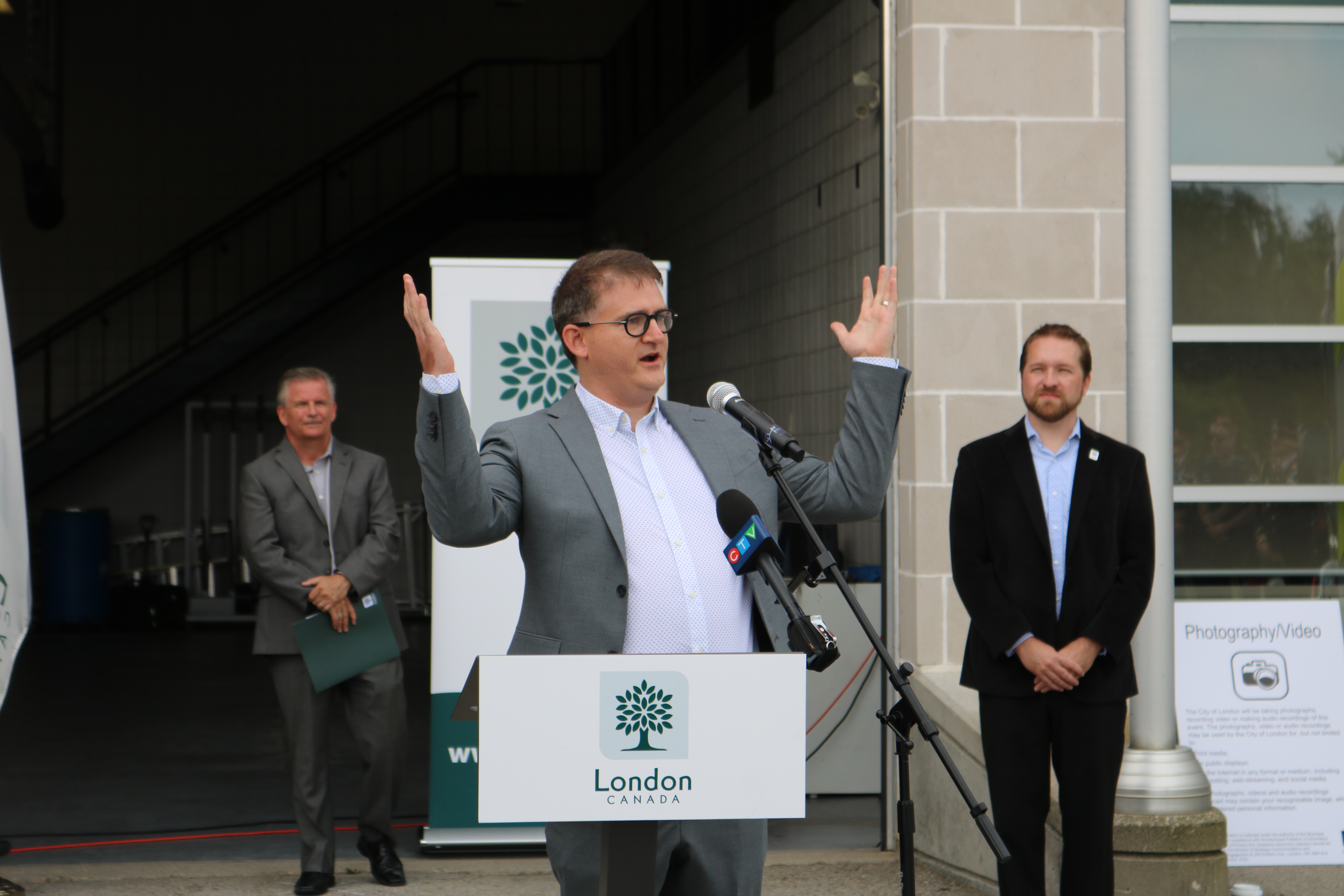 Jesse Helmer, Ward 4 London City councillor at ceremony recognizing the one year anniversary of the Woodman Avenue explosion, August 14, 2020