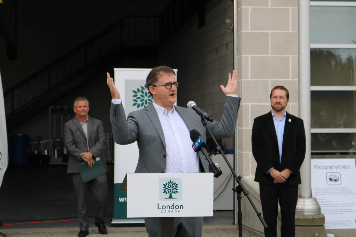 Jesse Helmer, Ward 4 London city councillor at a ceremony recognizing the one-year anniversary of the Woodman Avenue explosion, Aug. 14, 2020.
