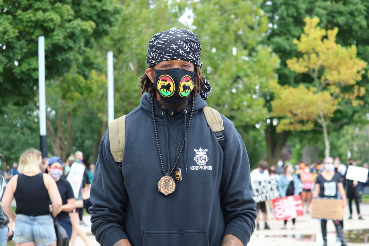 Black Lives Matter London Protestor Cottreezy Ras, 38, Augst 29,2020