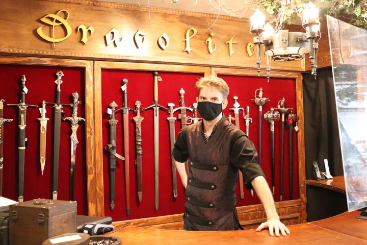 Dracolite employee, Marc Lacombe, behind the shop’s counter on Tuesday, Aug. 11, 2020. Pamela Pagano/ Global News