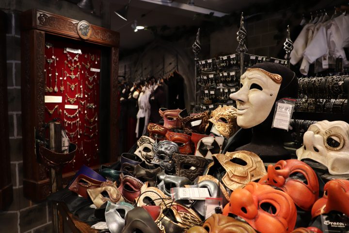 Colourful masks, jewelry, and clothing displayed in Dracolite’s shop on Aug. 11, 2020. Pamela Pagano/ Global News