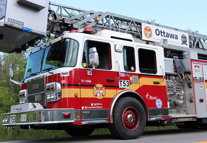 Ottawa fire crews say a propane line on Gallagher Road caught fire in a lightning storm on Tuesday night.